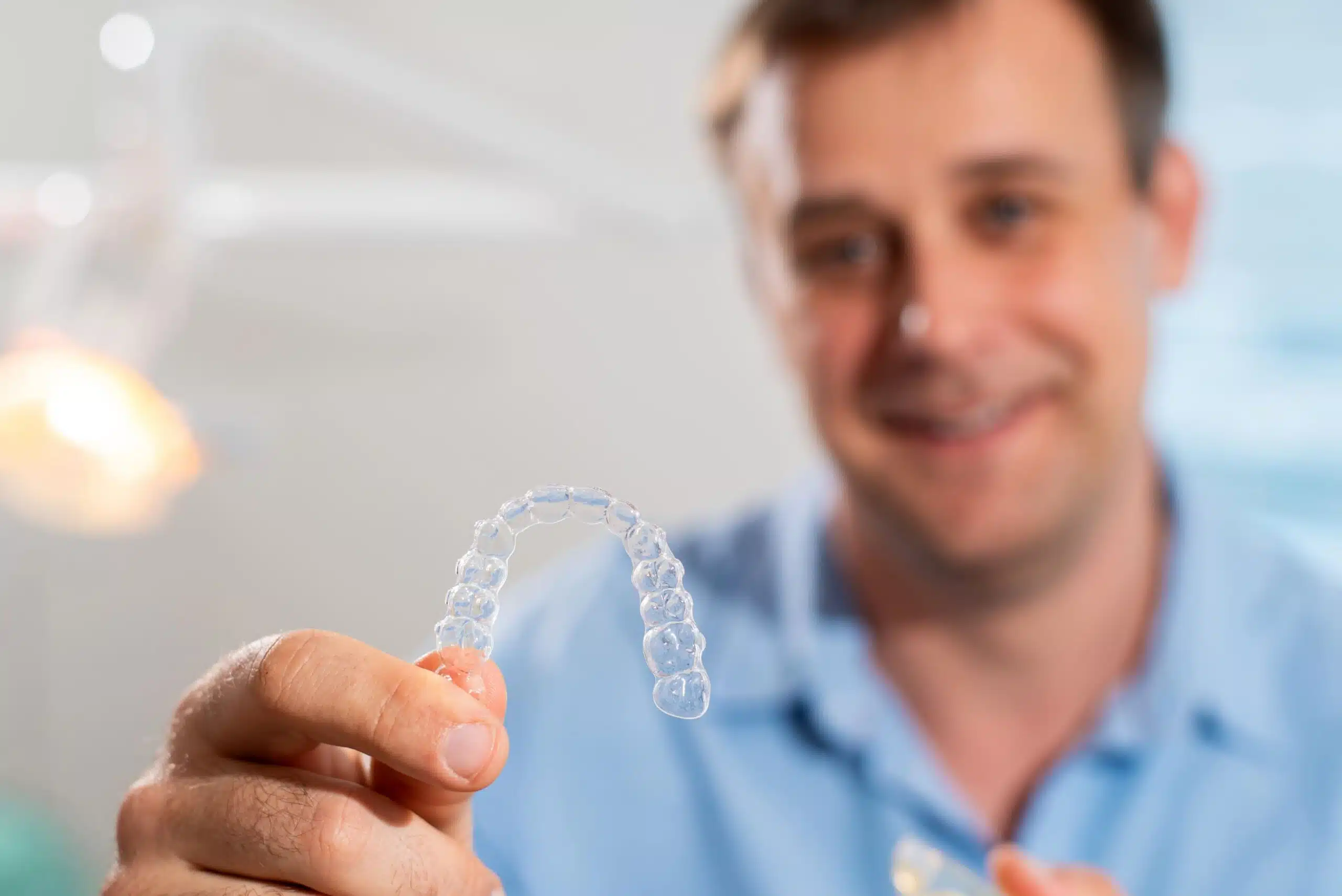Philadelphia patient smiling with clear aligners at Farrow Orthodontics